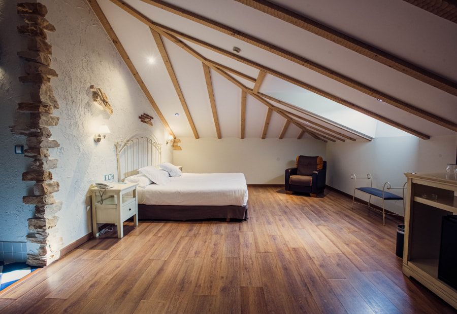 Attic bedroom with double bed