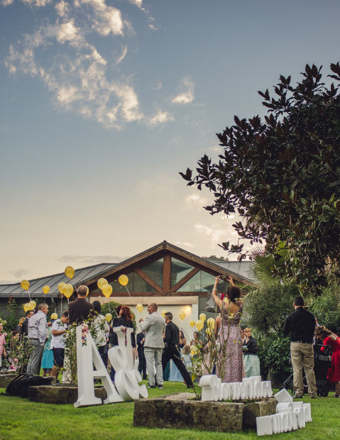 People celebrating an event at the Los Pasiegos Group hotels in Hoznayo.