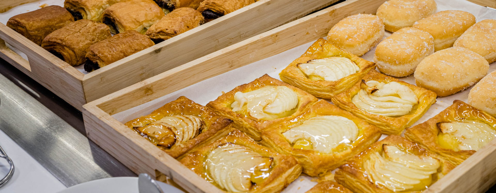 Puff pastry on display in a buffet